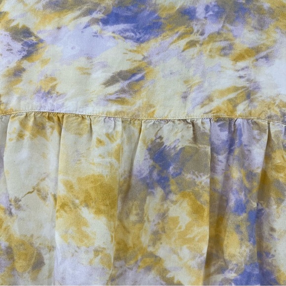 Greylin Yellow Abstract Rayon Top Size M Boxy Henley Cuff Sleeve - Picture 6 of 6